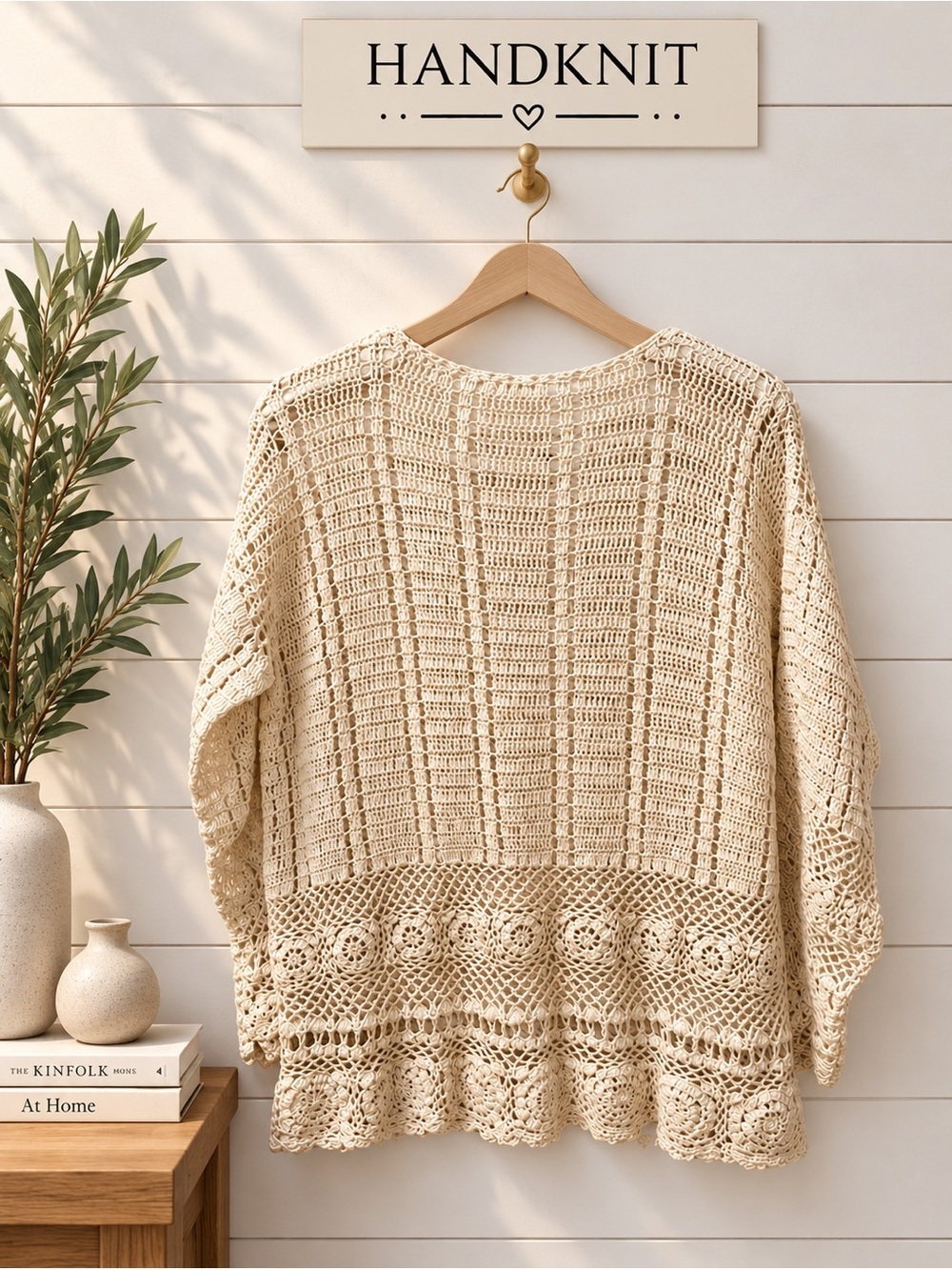 Handmade Crochet Tunic – Cream – Estimated Size L/XL